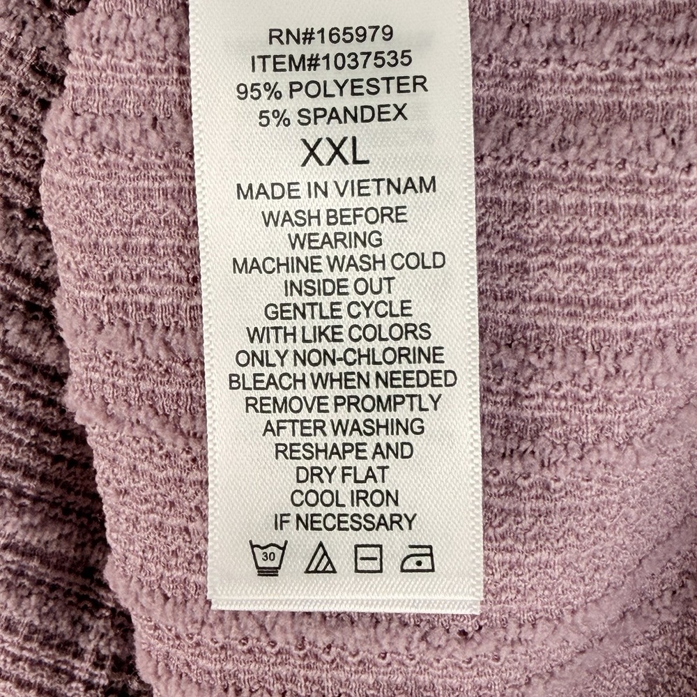 Cable & Gauge Women's Textured Puff Sleeve Button Front Blouse Mauve Pink 2XL - Picture 10 of 16